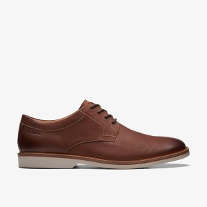 Clarks Atticus LT Lace Dark Tan Leather Dark Brown | ZE2658019