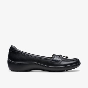 Clarks Cora Haley Black Leather Black | XC5367049