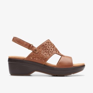 Clarks Tuleah Sun Tan Leather Brown | LQ6137925