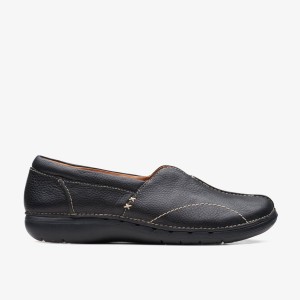 Clarks Un Loop Stride Black Leather Black | ZB4769018