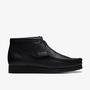 Clarks Wallabee Boot Black Leather Black | KX9728105