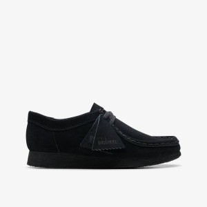 Clarks Wallabee Older Black Suede Black | NQ7125648