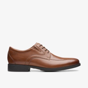 Clarks Whiddon Pace Dark Tan Leather Dark Brown | MO4517968