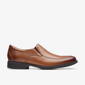 Clarks Whiddon Step Dark Tan Leather Dark Brown | IX7230481