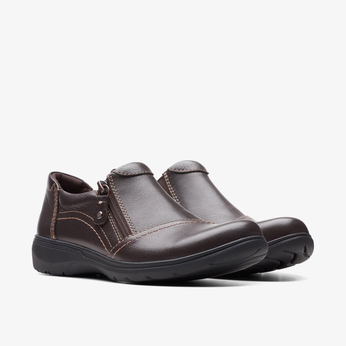 Clarks Carleigh Ray Dark Brown Leather Dark Brown | YF4578623