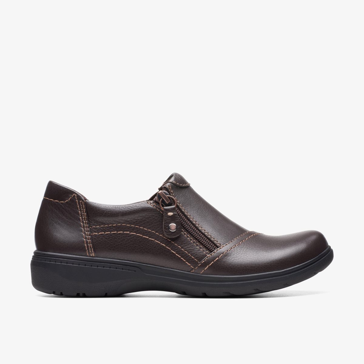 Clarks Carleigh Ray Dark Brown Leather Dark Brown | YF4578623