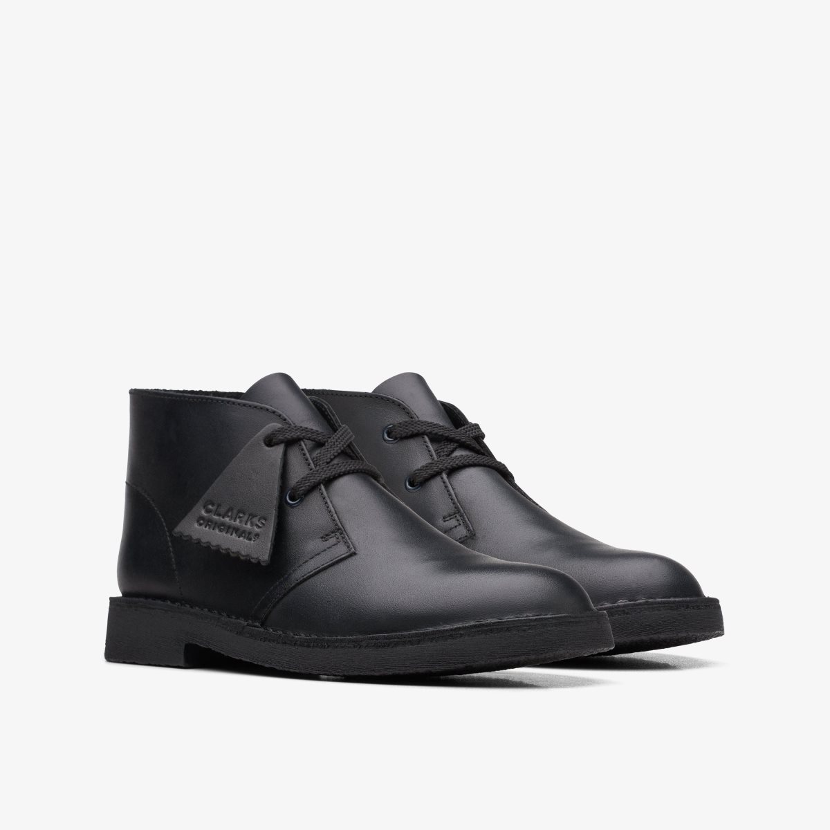 Clarks Desert Boot Older Black Leather Black | LD1897502