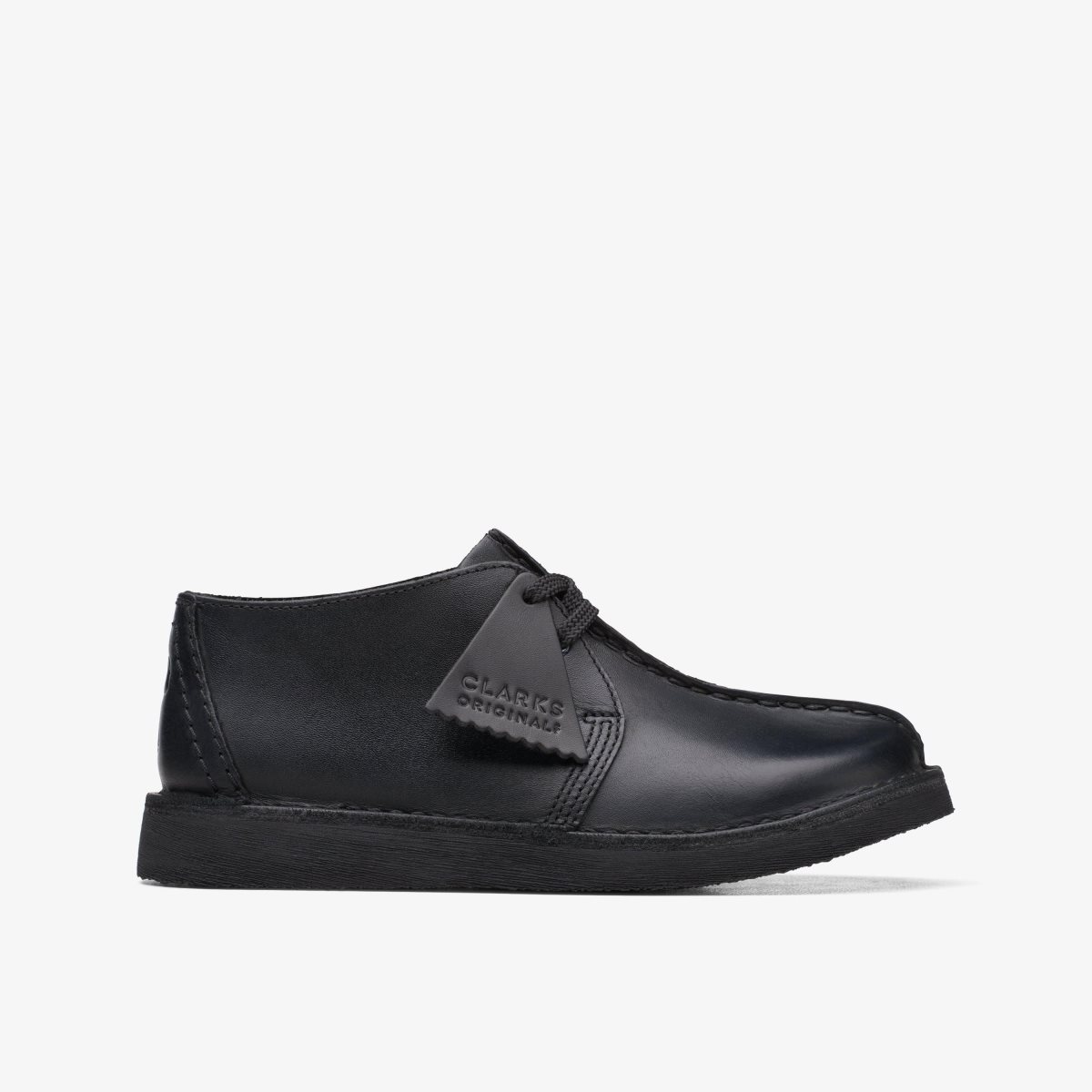 Clarks Desert Trek Older Black Leather Black | HY6795213