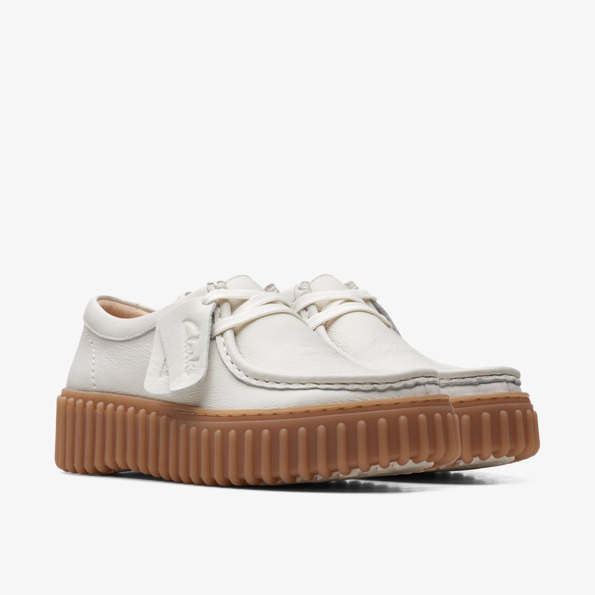 Clarks Torhill Bee Off White Leather White | GV4520789