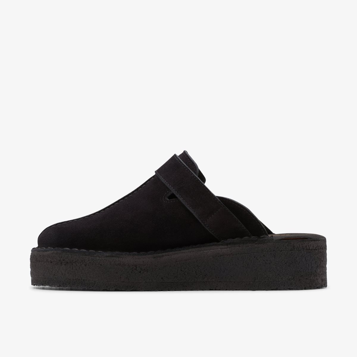 Clarks Trek Wedge Mule Black Suede Black | JA9684203