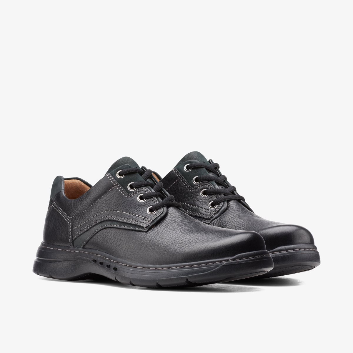 Clarks Un Brawley Pace Black Leather Black | MF5148907