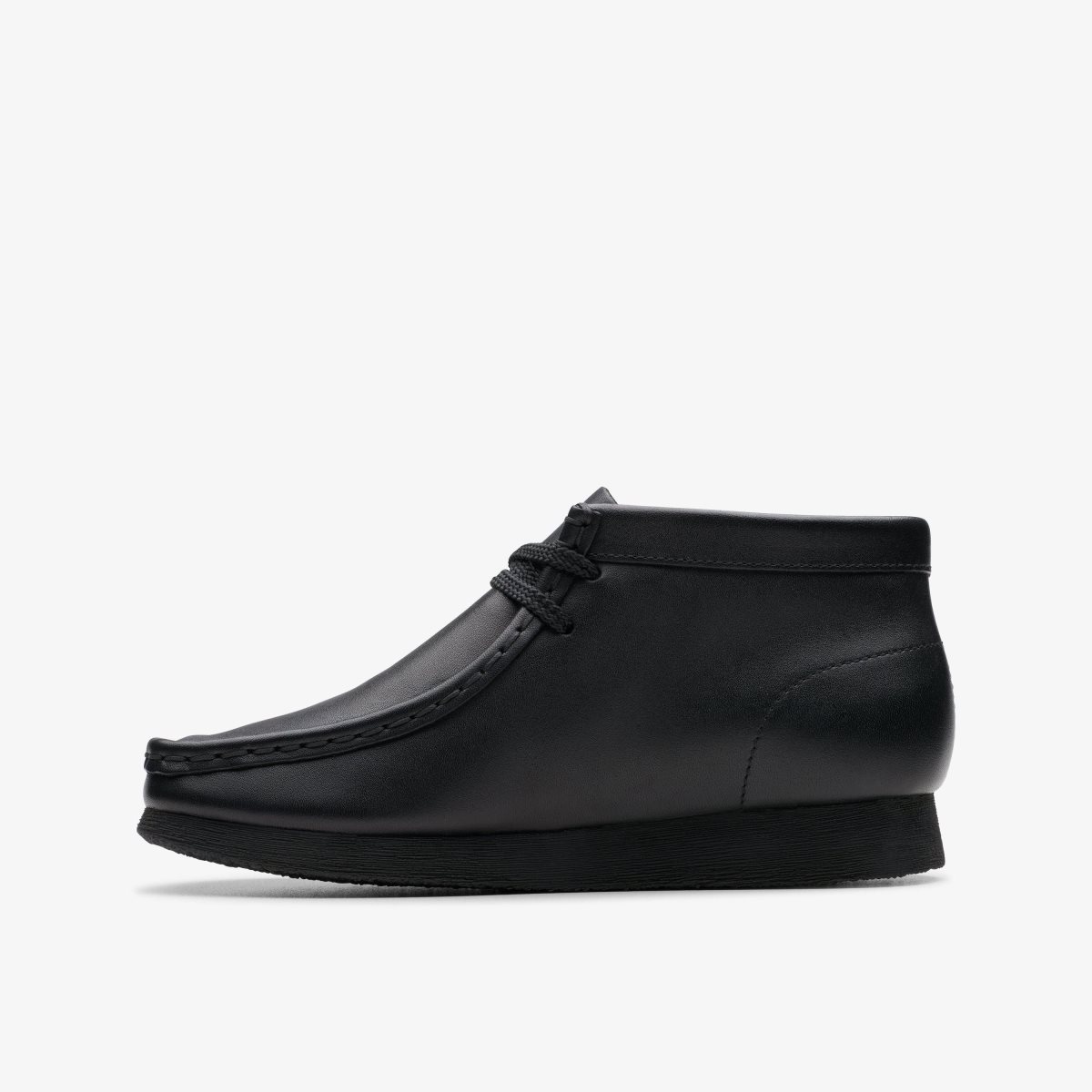 Clarks Wallabee Boot Older Black Leather Black | IM6378142