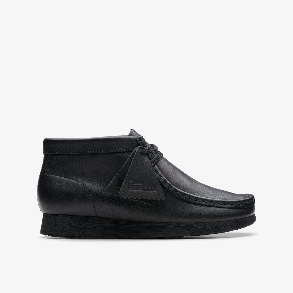 Clarks Wallabee Boot Older Black Leather Black | IM6378142