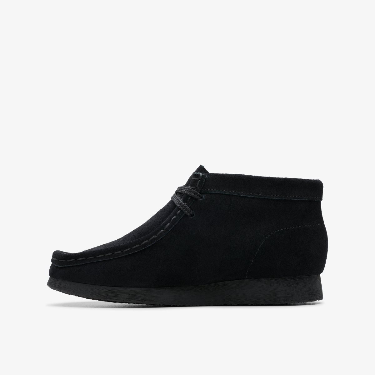 Clarks Wallabee Boot Older Black Suede Black | YX5380746