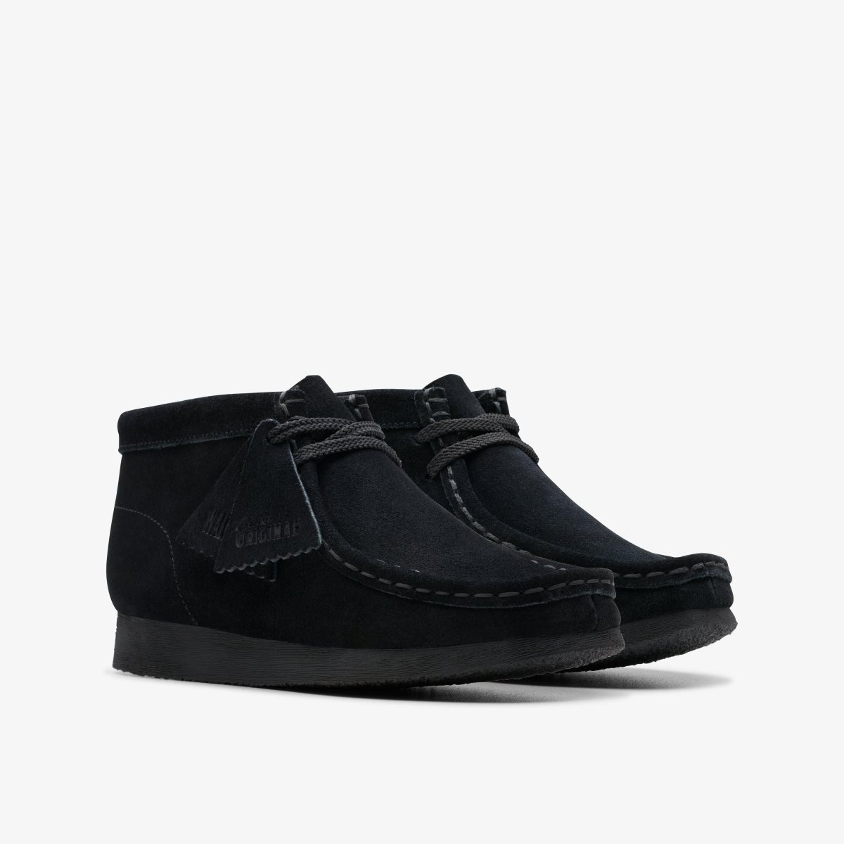 Clarks Wallabee Boot Older Black Suede Black | YX5380746