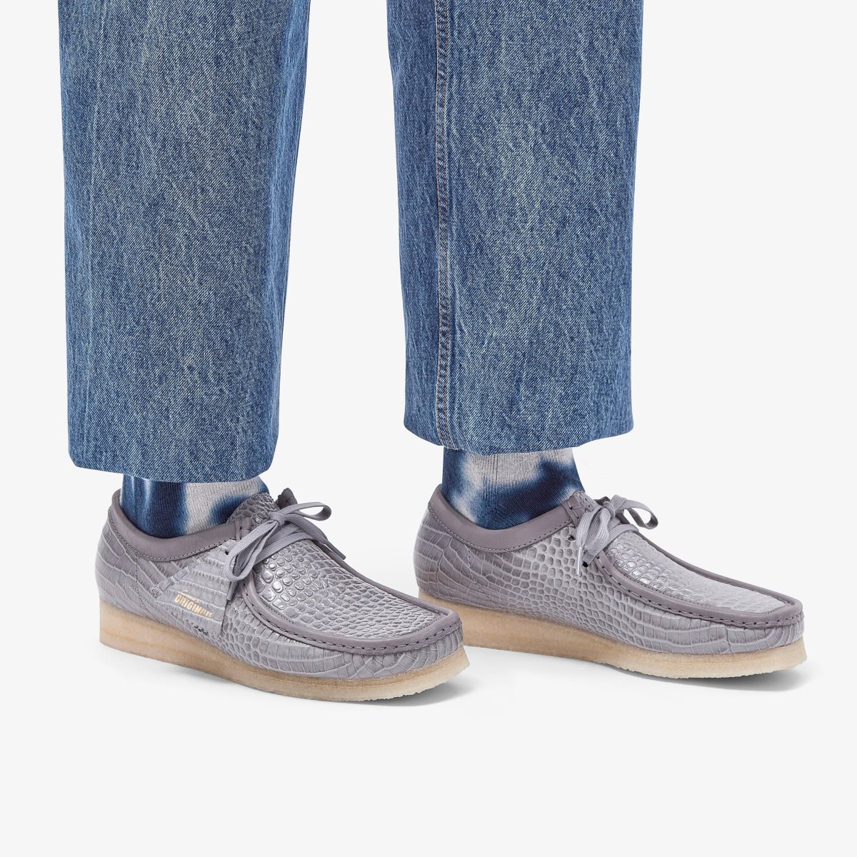 Clarks Wallabee Grey Crocodile Print Grey | HA2453769