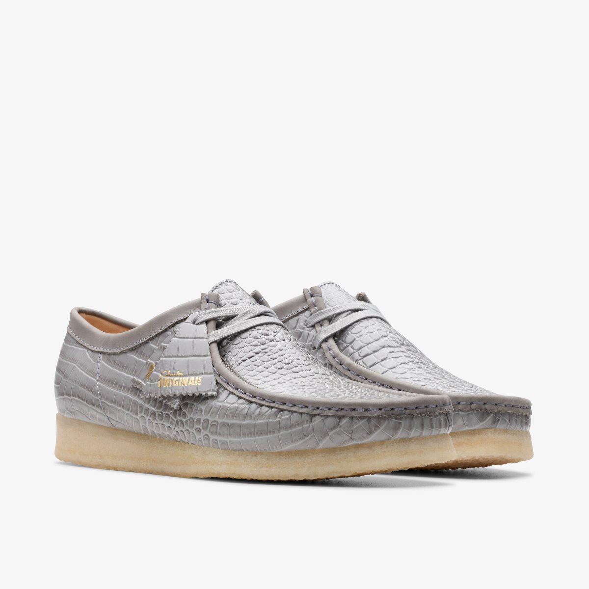 Clarks Wallabee Grey Crocodile Print Grey | HA2453769