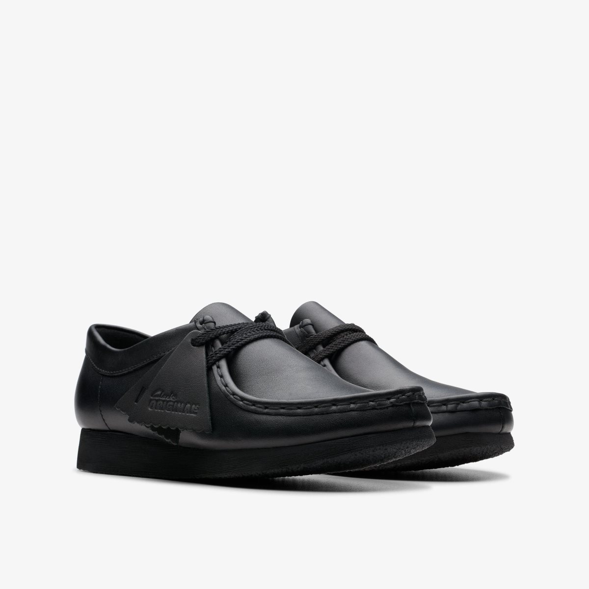 Clarks Wallabee Older Black Leather Black | MO7839214