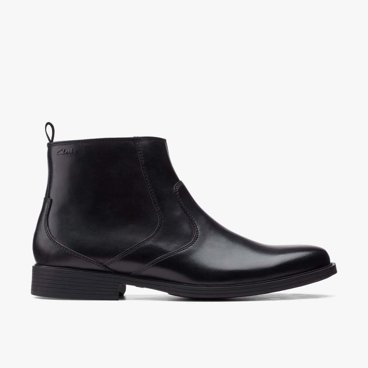 Clarks Whiddon Zip Black Leather Black | HB0831796